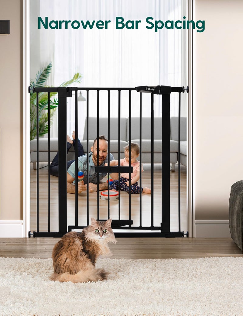 BABELIO 36 Inch Extra Tall Baby Gate with Cat Door,29.5-40" Metal Pet Door for Stairs,Doorways,House,Auto Close,Easy Walk Thru,Black - Image 5