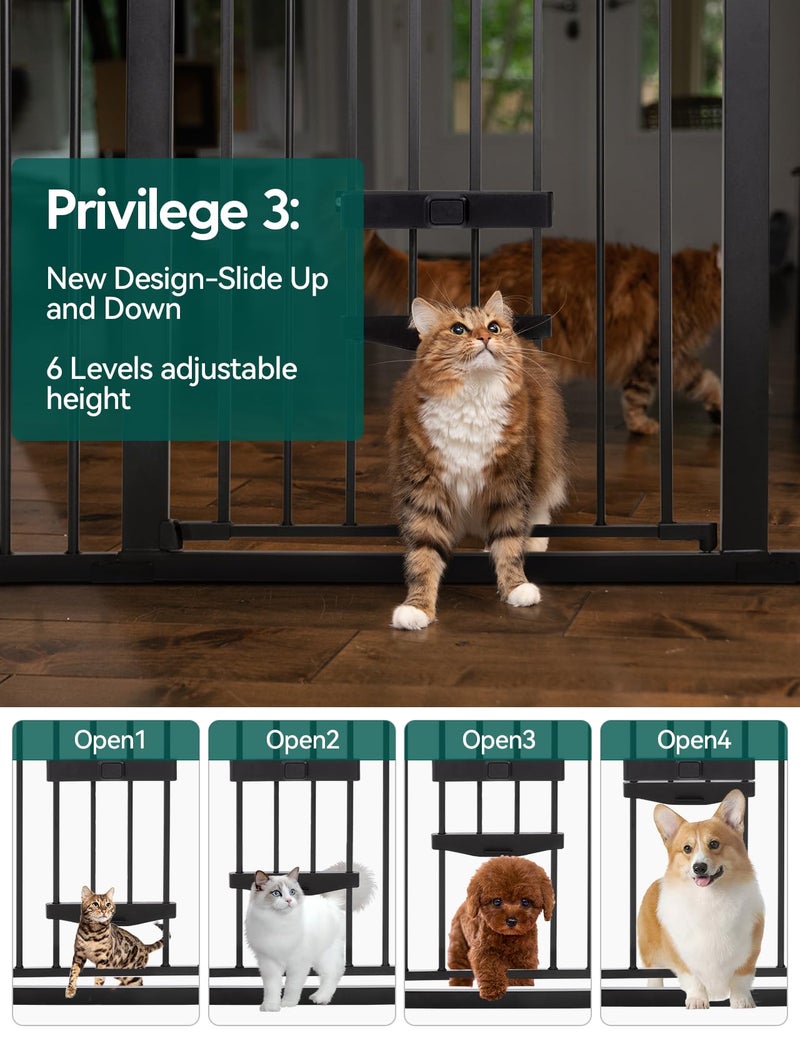 BABELIO 36 Inch Extra Tall Baby Gate with Cat Door,29.5-40" Metal Pet Door for Stairs,Doorways,House,Auto Close,Easy Walk Thru,Black - Image 3