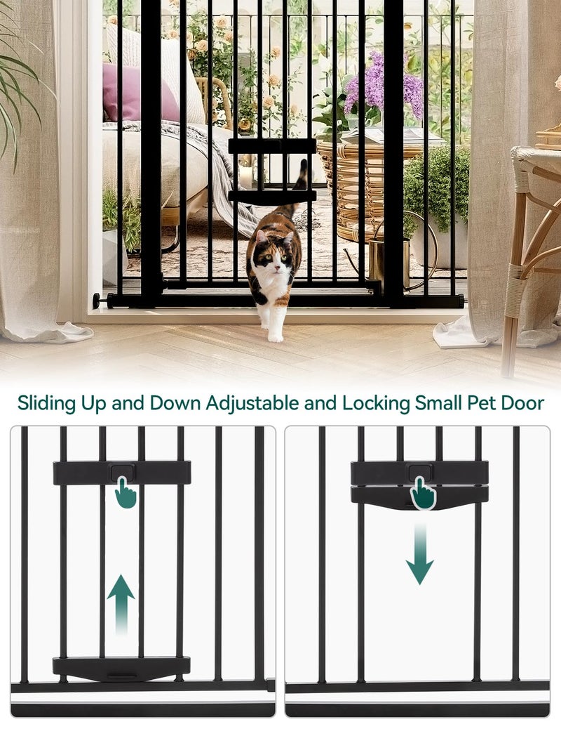 BABELIO 36 Inch Extra Tall Baby Gate with Cat Door,29.5-40" Metal Pet Door for Stairs,Doorways,House,Auto Close,Easy Walk Thru,Black - Image 4