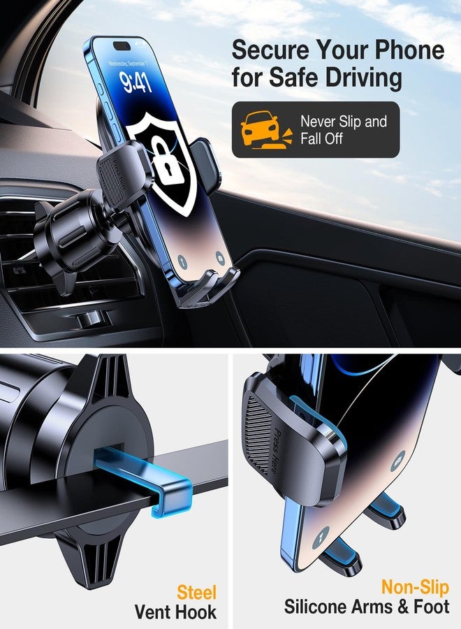 Coolpow Car Phone Holder Mount【Smallest & Wider Clamp & Metal Hook】 Cell Phone Holders for Your Car Vent Phone Mount for Car Accessories Truck Air Vent Stand for iPhone Samsung Android Smartphones - Image 3