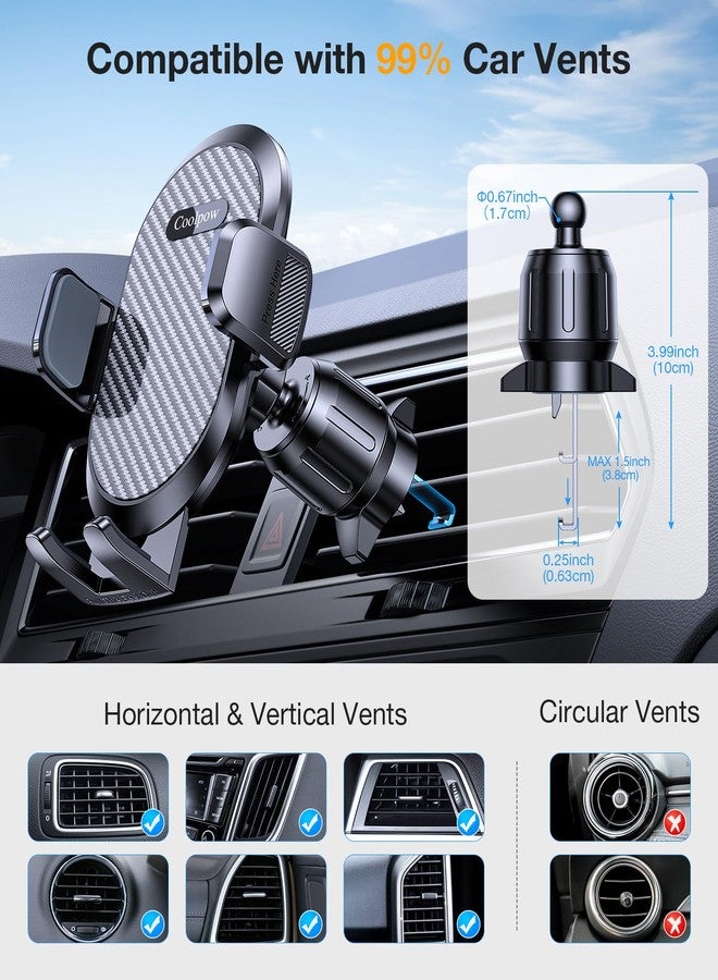 Coolpow Car Phone Holder Mount【Smallest & Wider Clamp & Metal Hook】 Cell Phone Holders for Your Car Vent Phone Mount for Car Accessories Truck Air Vent Stand for iPhone Samsung Android Smartphones - Image 5