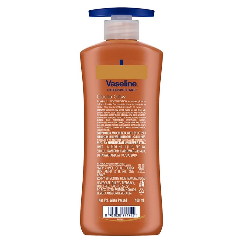 Vaseline Cocoa Glow Serum In Lotion, 400 ml | 100% Pure Cocoa & Shea Butter for Glowing & Soft Skin - Image 3