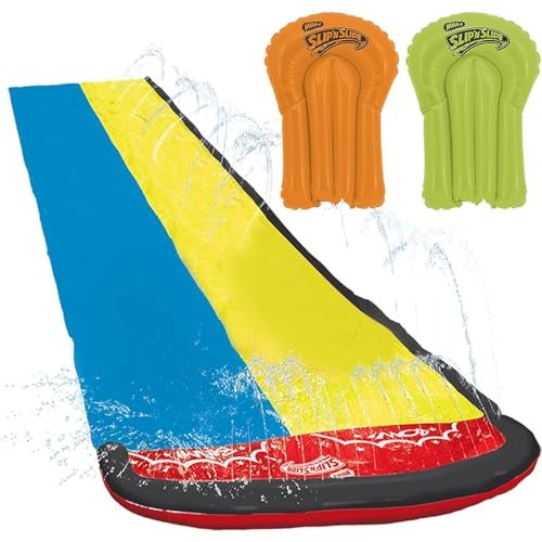 WHAM-O WhamO Slip N Slide 16ft Double Lawn Water Slides with Sprinkler Lane 2 Inflatable Boards Super Slip Slides for Summer Backyard Outdoor Water Activities - Image 1