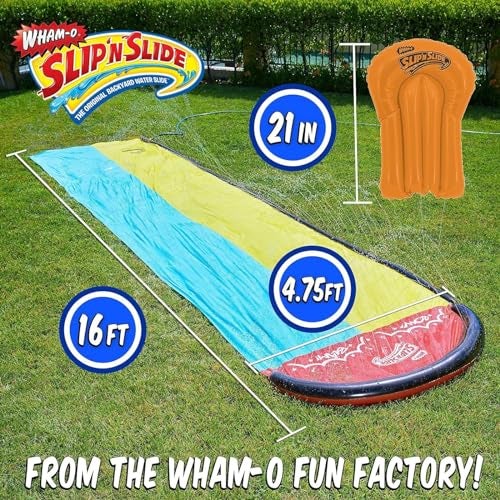 WHAM-O WhamO Slip N Slide 16ft Double Lawn Water Slides with Sprinkler Lane 2 Inflatable Boards Super Slip Slides for Summer Backyard Outdoor Water Activities - Image 5
