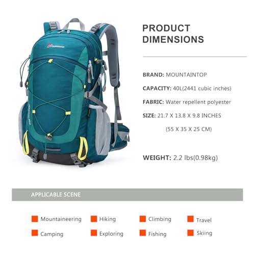 MOUNTAINTOP 25L/40L Hiking Backpack,Lightweight Travel Backpack for Men Women Outdoor Backpacking, Camping - Image 2