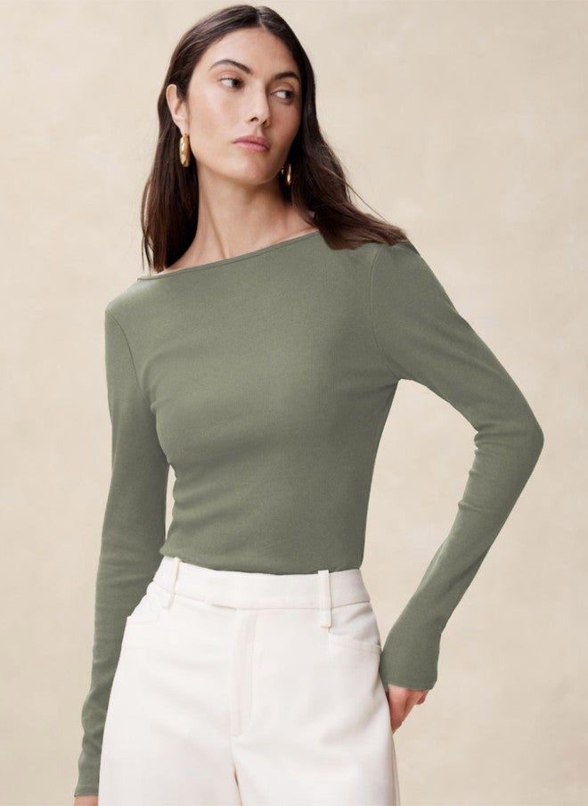 Athena بلوزة خضراء ضيقة للنساء - Image 1