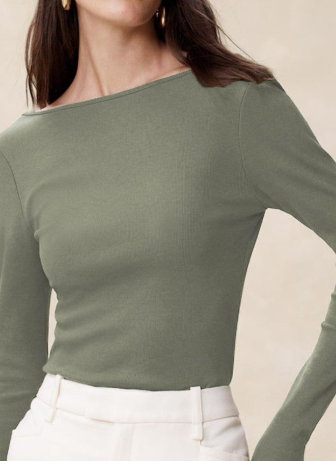 Athena بلوزة خضراء ضيقة للنساء - Image 2