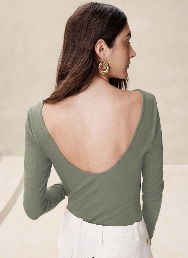 Athena بلوزة خضراء ضيقة للنساء - Image 3