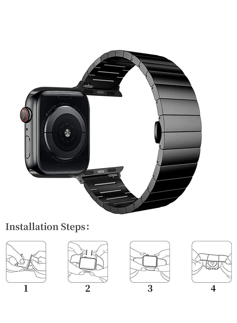 TIGER Stainless Steel Watch Band Strap for 42mm/44mm/45mm/49mm Watches | Metal Replacement Adjustable Wristband for Watch Ultra & Series 8/7/6/5/4/3/2/1 | Black, Durable & Stylish Design - Image 3