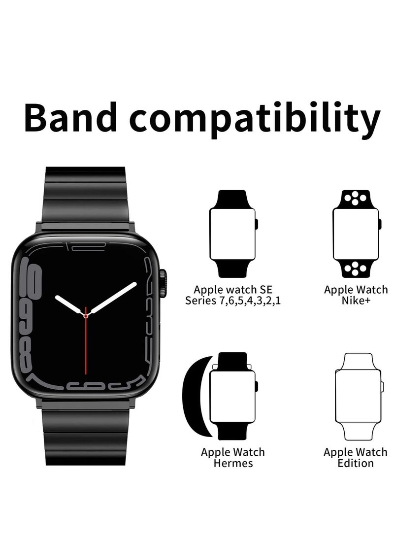 Generic - Watch Band Strap 42mm 44mm 45mm 49mm for Apple Watch Stainless Steel Metal Bands, Replacement Adjustment Wristband, for iWatch Ultra Series 8/7/6/5/4/3/2/1(Black) - Image 1