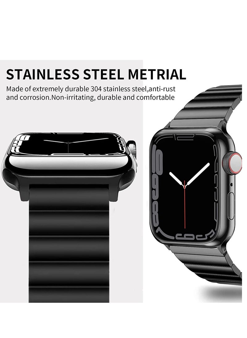 Generic - Watch Band Strap 42mm 44mm 45mm 49mm for Apple Watch Stainless Steel Metal Bands, Replacement Adjustment Wristband, for iWatch Ultra Series 8/7/6/5/4/3/2/1(Black) - Image 1
