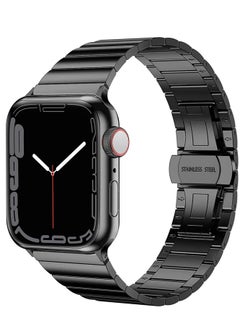 Generic Watch Band Strap 42mm 44mm 45mm 49mm for Apple Watch Stainless Steel Metal Bands, Replacement Adjustment Wristband, for iWatch Ultra Series 8/7/6/5/4/3/2/1(Black)  - Image 2