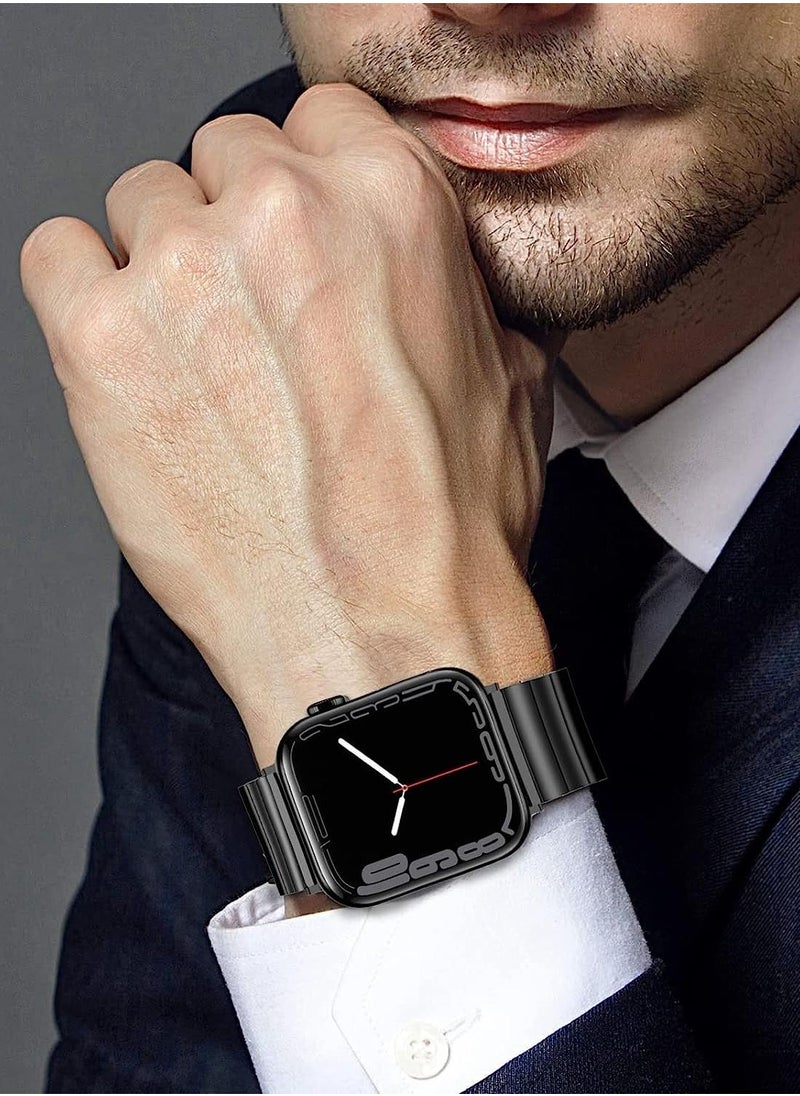 Generic - Watch Band Strap 42mm 44mm 45mm 49mm for Apple Watch Stainless Steel Metal Bands, Replacement Adjustment Wristband, for iWatch Ultra Series 8/7/6/5/4/3/2/1(Black) - Image 1