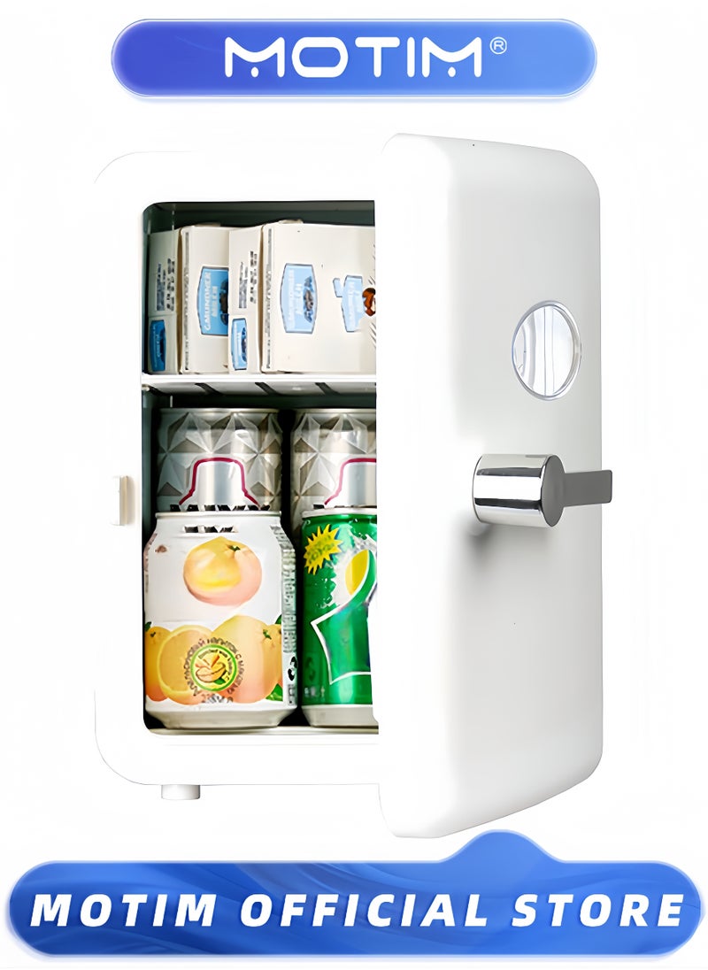 Motim Mini Fridge 4 Liter/6 Can Portable Cooler Travel Compact Refrigerator AC/DC Personal Fridge Thermoelectric for Food & Drinks & Skin Care & Milk for Travel & Car & Office (White)  - Image 1