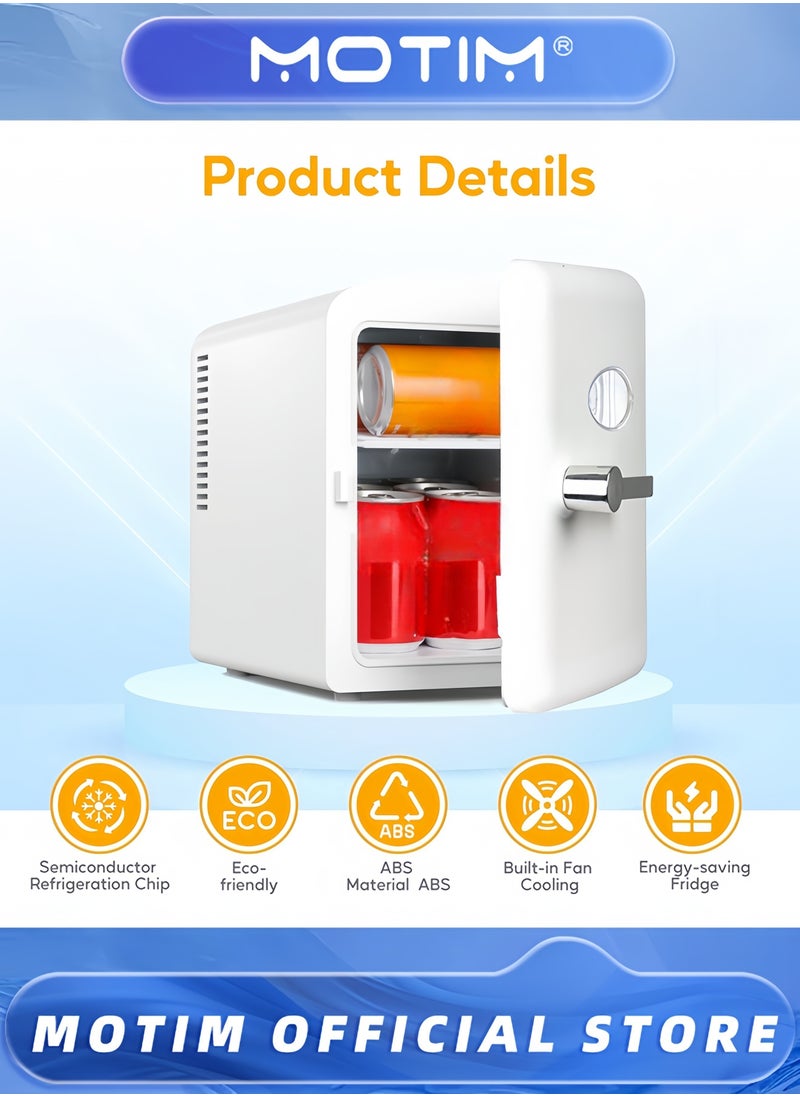 Motim Mini Fridge 4 Liter/6 Can Portable Cooler Travel Compact Refrigerator AC/DC Personal Fridge Thermoelectric for Food & Drinks & Skin Care & Milk for Travel & Car & Office (White)  - Image 5