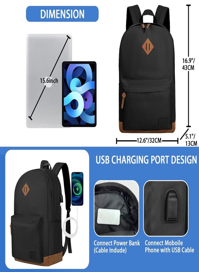 Goloni Classic Backpack with USB Charging Port,Anti-Theft Travel Backpack for Men & Women,Fits 17.3 Inch Laptop, Black, 17.3inch - Image 2