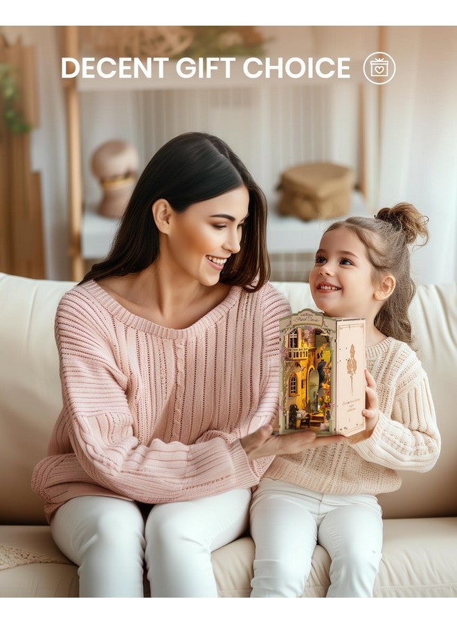 RoWood Book Nook,Booknook Diy Kit With Dust Cover,3D Wooden Puzzle Decorative Bookend Miniature Dollhouse Kit Bookshelf Insert Decor,Crafts For Adults Teens On Birthday Christmas -Floral Corner - Image 5