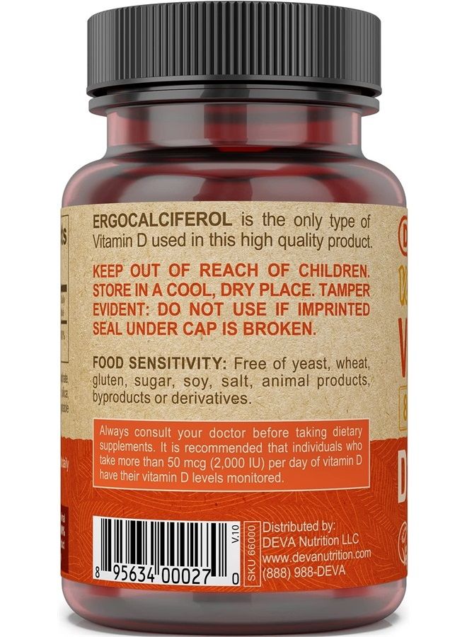 Deva Vegan Vitamins D2 800 IU, Ergocalciferol Supplement with No Animal Ingredients, Fast Dissolve, 90 Tablets, 1-Pack - Image 4