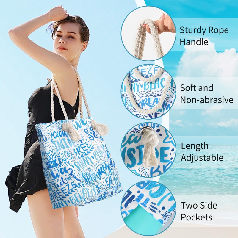 Tavaleu Beach Bags for Women - Large Beach Tote Bag, Women Sandproof Pool Bag for Pool Gym Grocery Travel - Image 2