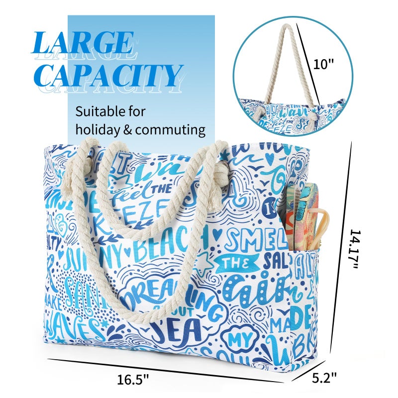 Tavaleu Beach Bags for Women - Large Beach Tote Bag, Women Sandproof Pool Bag for Pool Gym Grocery Travel - Image 3
