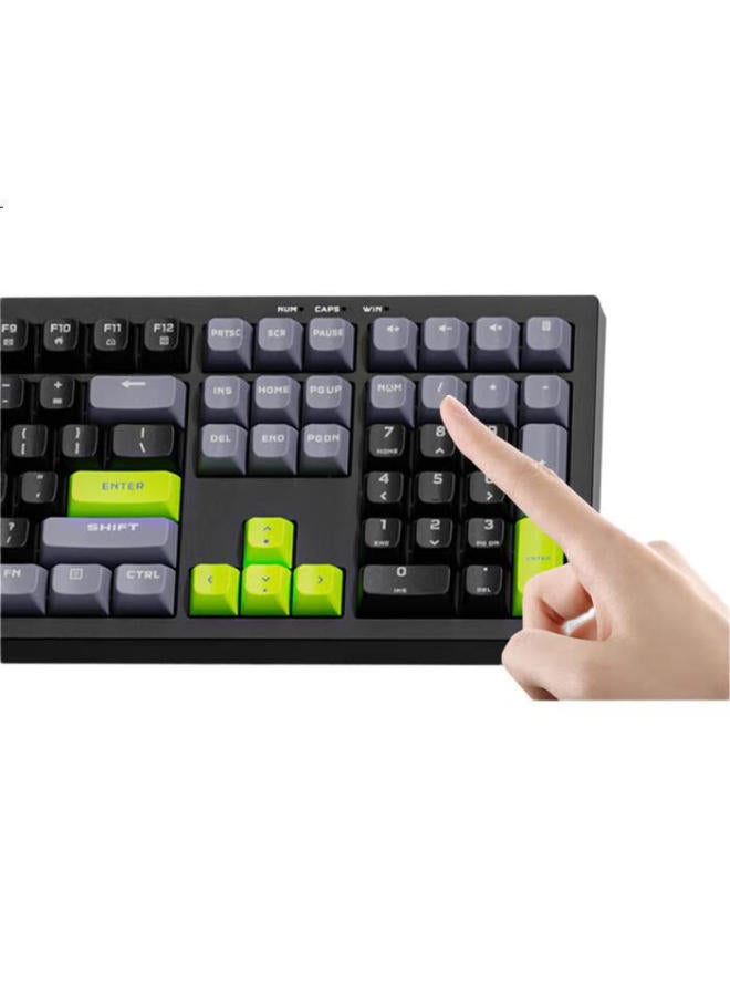 Aigo Mechanical Feel Keyboard, 108 Keys Full-Size Layout, Colorful Lighting, Wired Connection, Quiet Operation, Suitable For Office And Gaming, Universal External Keyboard, Fg108 Vintage Gray - Image 2