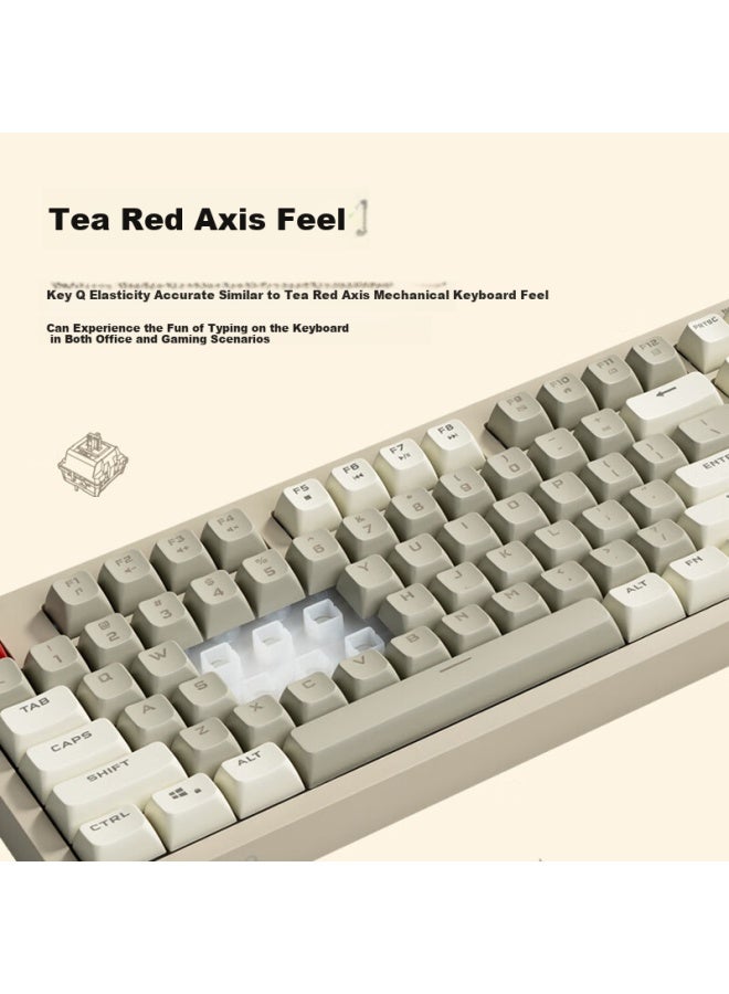 Aigo Mechanical Feel Keyboard, 108 Keys Full-size Layout, Colorful Lighting, Wired Connection, Quiet Operation, Suitable For Office And Gaming, Universal External Keyboard, Fg108 Vintage Gray - Image 2