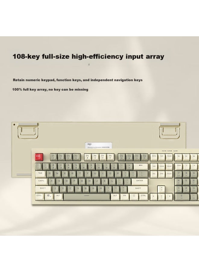 Aigo Mechanical Feel Keyboard, 108 Keys Full-size Layout, Colorful Lighting, Wired Connection, Quiet Operation, Suitable For Office And Gaming, Universal External Keyboard, Fg108 Vintage Gray - Image 4