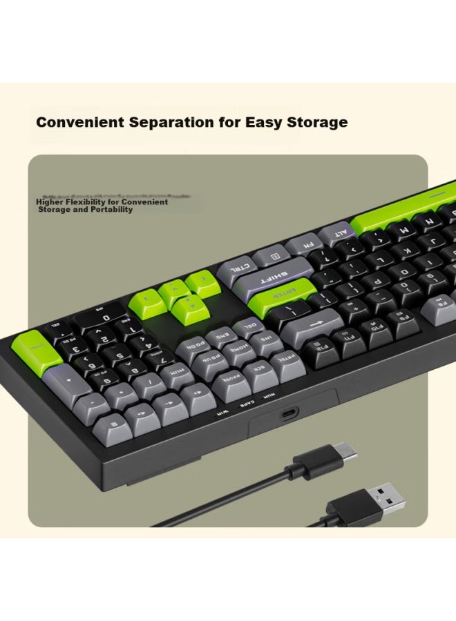 Aigo Mechanical Feel Keyboard, 108 Keys Full-size Layout, Colorful Lighting, Wired Connection, Quiet Operation, Suitable For Office And Gaming, Universal External Keyboard, Fg108 Vintage Gray - Image 5