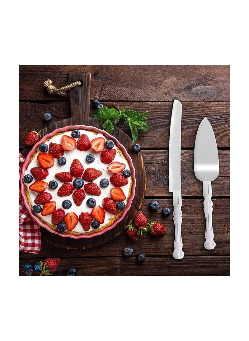 ماركة غير محددة طقم سكاكين كيك بمقبض من الأكريليك مكون من 3 قطع  فضي  - Image 5