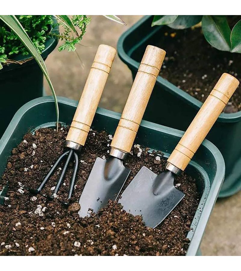Gardening Tool Set 4 Piece Pack Includes Pruning Shears Shovels Rakes And Trowels Ergonomic Wooden Handle Design For Planting And Weeding In Backyard And Balcony - Image 3