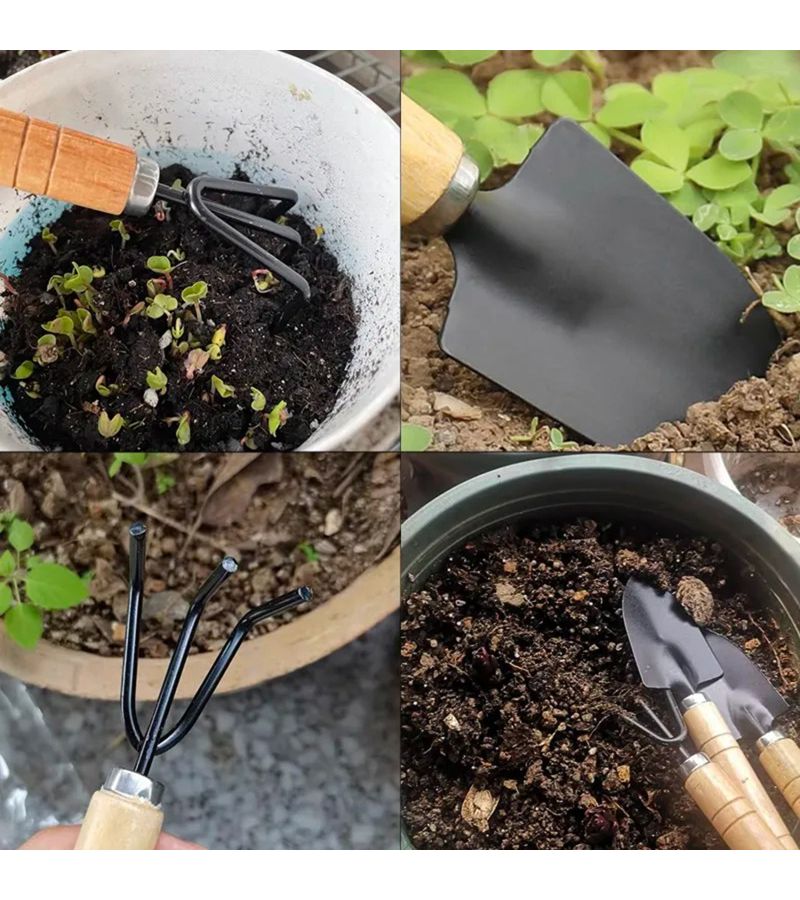 Gardening Tool Set 4 Piece Pack Includes Pruning Shears Shovels Rakes And Trowels Ergonomic Wooden Handle Design For Planting And Weeding In Backyard And Balcony - Image 1