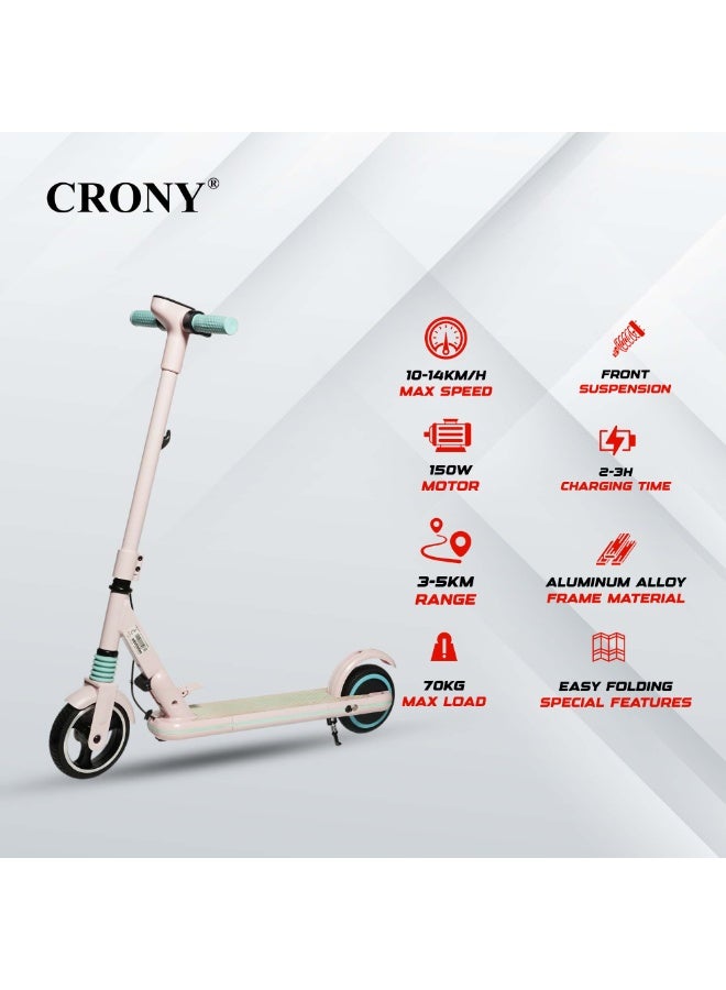 كروني سكوتر كهربائي للأطفال Jl019 بشاشة LED، إطارات 7 بوصات، محرك 150 واط، بطارية 24 فولت/2.5 أمبير/ساعة، سرعة 10-14 كم/ساعة، مدى 3-5 كم، سهل الطي وخفيف الوزن للأطفال من سن 6 إلى 12 عامًا، هيكل من سبائك الألومنيوم المتين، أقصى حمولة 70 كجم، مصابيح LED، حامل للهاتف المحمول، سكوتر محمول وممتع للرحلات القصيرة واللعب اليومي، لون وردي. - Image 3