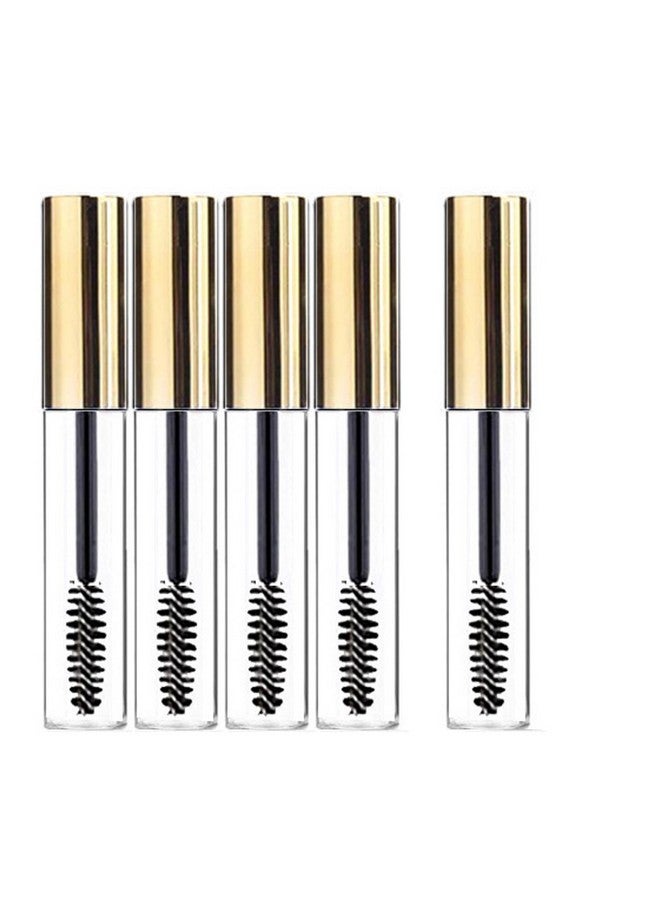 KEAIYYJ Empty Mascara Tube And Wand Castor Oil Dispensers Eyelash Brush Refillable Cosmetic Containers Bottles Gold 10 Ml 5 Pack - Image 1