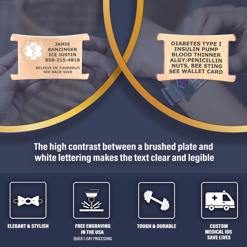 Divoti Custom Engraved Medical Alert ID Bracelet – Dual-Sided Wristband, Stainless Steel – Durable & Rust Free – Adjustable & Trim-to-Fit – Emergency Medical Info Band for Men & Women - Image 2