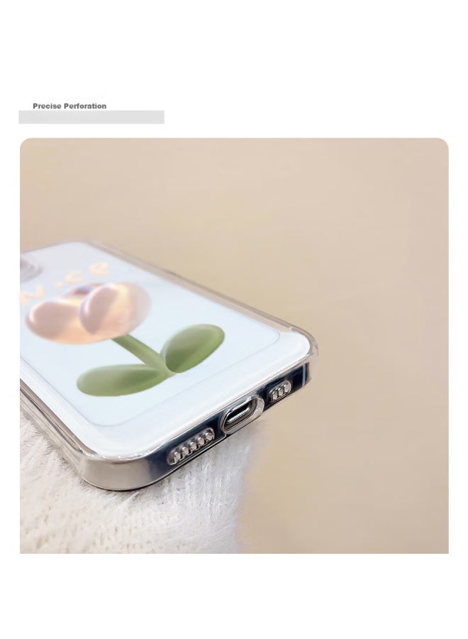 Inkaida Yingkaida Iphone 12 Case, Full Protection Shockproof Cover For Men And Women, Creative Transparent Painted Tulip Design - Image 2