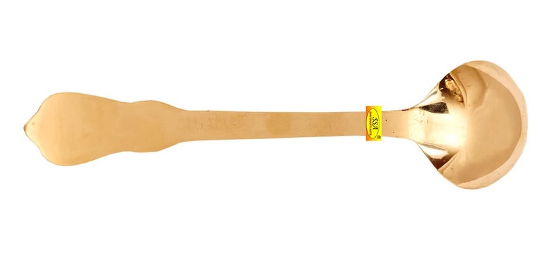 Shiv Shakti Arts® Pure Brass Designer Serving Spoon Big - 9" Inch | Donga Spoon | Ladle - for Dinnerware Serving & Cooking Purpose - 1 Piece - Image 5