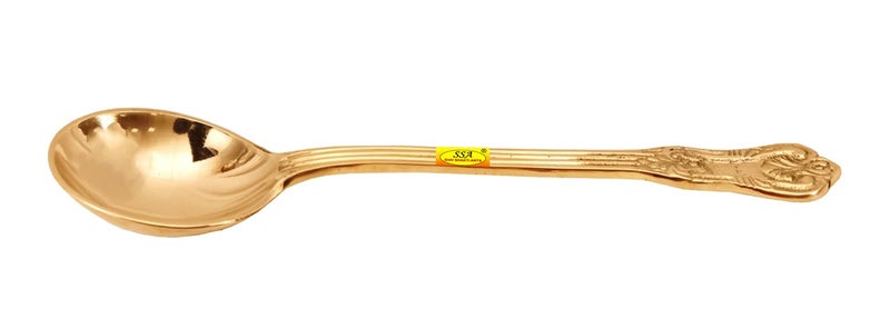 Shiv Shakti Arts® Pure Brass Designer Serving Spoon Big - 9" Inch | Donga Spoon | Ladle - for Dinnerware Serving & Cooking Purpose - 1 Piece - Image 1