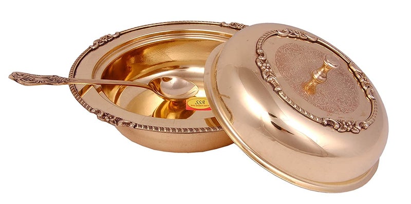 Shiv Shakti Arts® Pure Brass Designer Serving Spoon Big - 9" Inch | Donga Spoon | Ladle - for Dinnerware Serving & Cooking Purpose - 1 Piece - Image 3