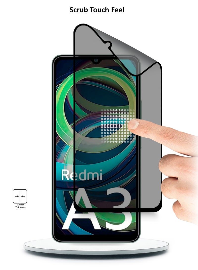 Wtech Xiaomi Redmi A3 4G 2024 Nano Ceramic Privacy Full Glue Full Cover Matte Flexible Screen Protector (MSCNMP) -  Clear/Black - Image 4