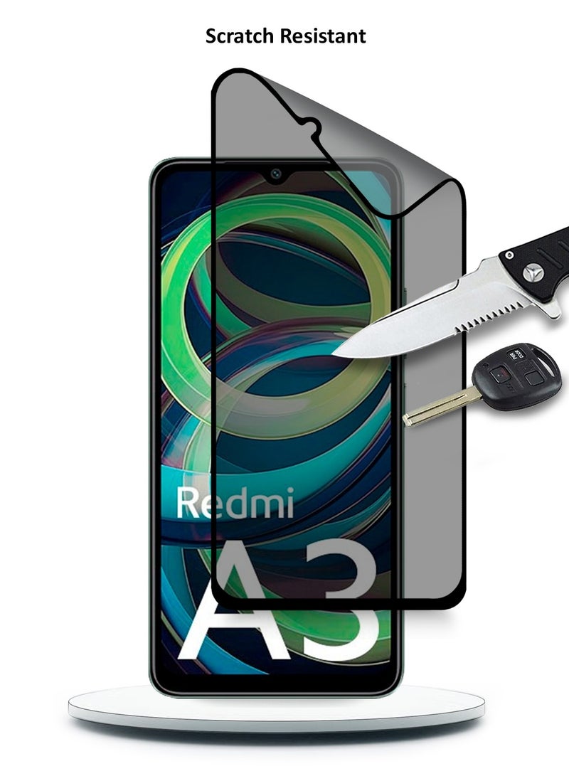 Wtech Xiaomi Redmi A3 4G 2024 Nano Ceramic Privacy Full Glue Full Cover Matte Flexible Screen Protector (MSCNMP) -  Clear/Black - Image 5