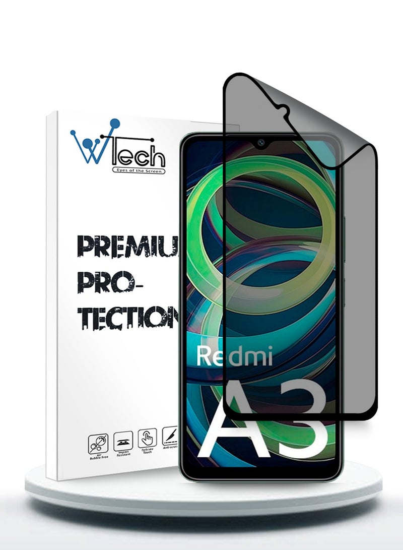 Wtech Xiaomi Redmi A3 4G 2024 Nano Ceramic Privacy Full Glue Full Cover Matte Flexible Screen Protector (MSCNMP) -  Clear/Black - Image 1