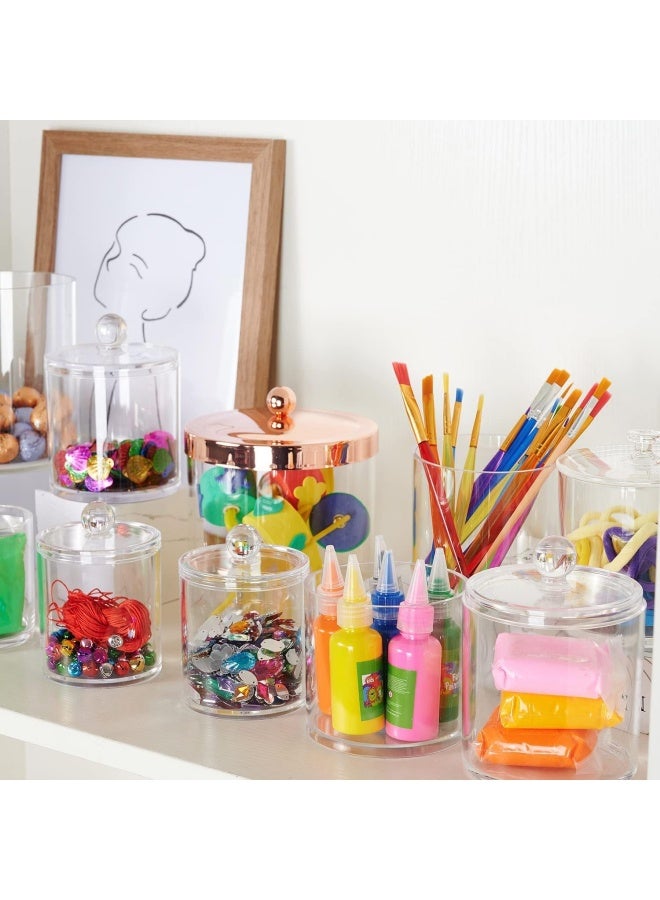 SheeChung 6 Pack Of 12 Oz. Quantity Ip Dispenser Apothecary Jars Bathroom With Labels Holder Storage Canister Clear Plastic Acrylic Jar For Cotton Ball Cotton Swab Cotton Rounds Floss Picks Hair Clips Clear - Image 4