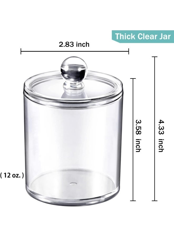 SheeChung 6 Pack Of 12 Oz. Quantity Ip Dispenser Apothecary Jars Bathroom With Labels Holder Storage Canister Clear Plastic Acrylic Jar For Cotton Ball Cotton Swab Cotton Rounds Floss Picks Hair Clips Clear - Image 3