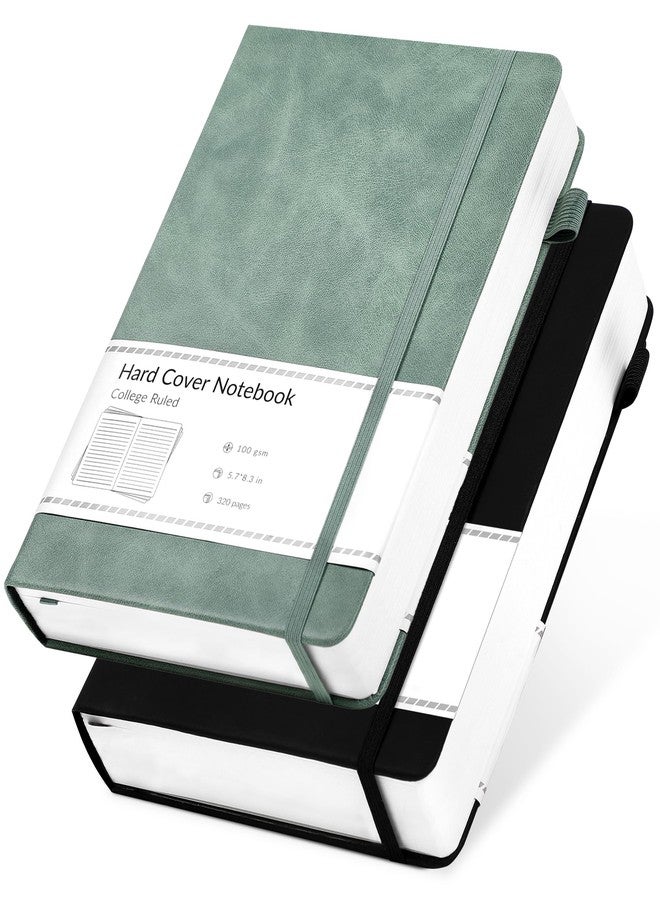 CAGIE 2 Pack Notebooks Journals for Women Men Hardcover A5 Journaling Notebooks Leather Journals for Writing Thick Journal Supplies Diary, Green& Black - Image 1