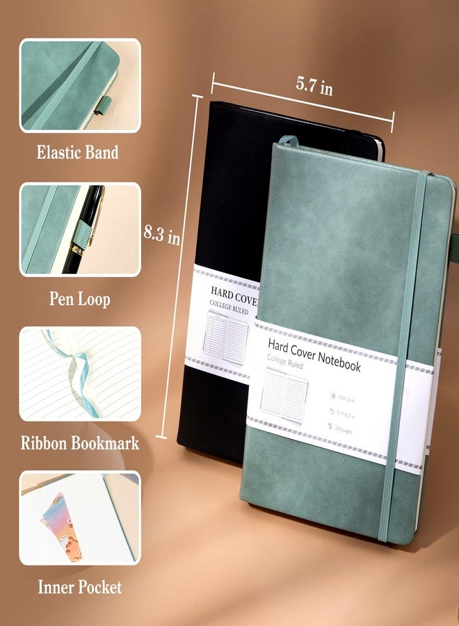 CAGIE 2 Pack Notebooks Journals for Women Men Hardcover A5 Journaling Notebooks Leather Journals for Writing Thick Journal Supplies Diary, Green& Black - Image 4