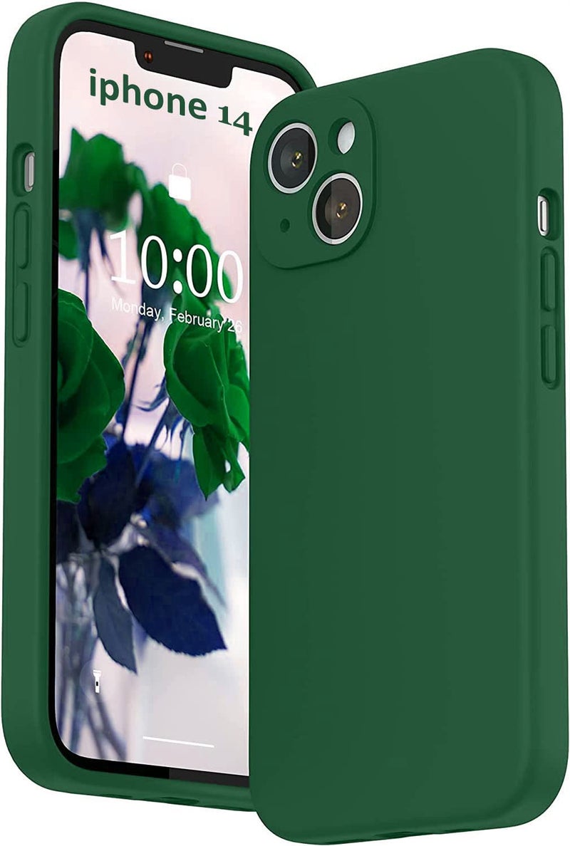 Mobistyle Designed for iPhone 14 Cover Soft Liquid Silicone Slim Protective Shockproof with Anti-Scratch Microfiber Lining Phone Back Cover Case (Dark Green) - Image 1