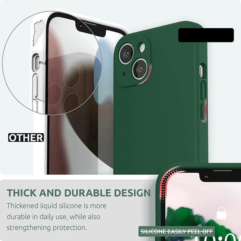Mobistyle Designed for iPhone 14 Cover Soft Liquid Silicone Slim Protective Shockproof with Anti-Scratch Microfiber Lining Phone Back Cover Case (Dark Green) - Image 2