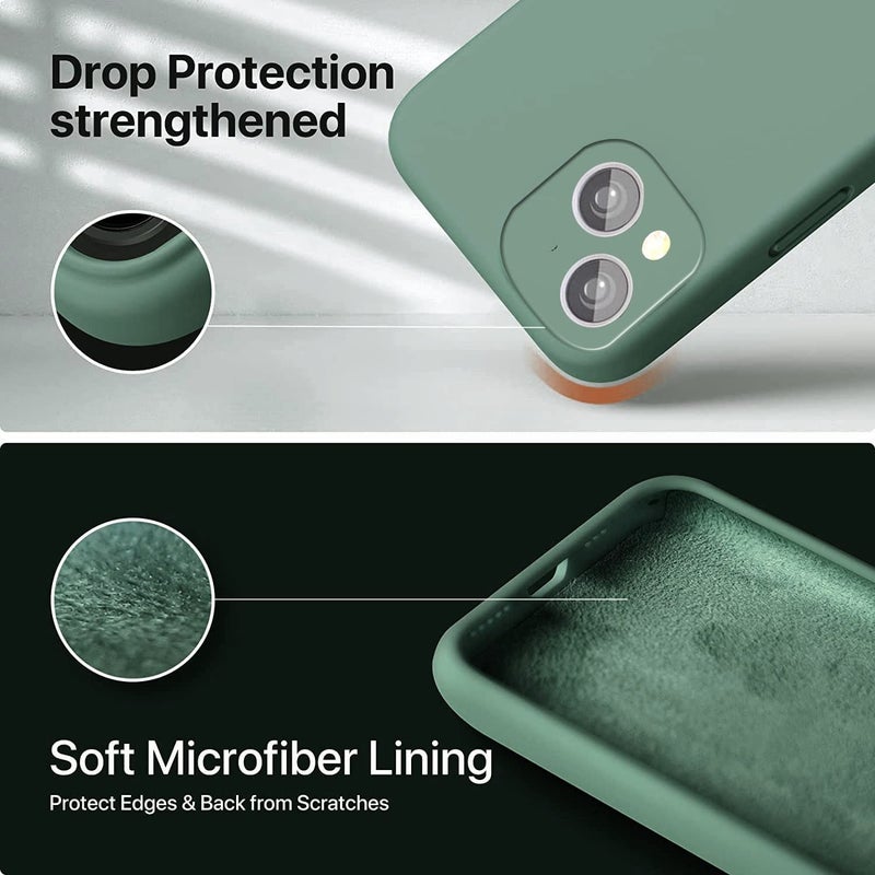 Mobistyle Designed for iPhone 14 Cover Soft Liquid Silicone Slim Protective Shockproof with Anti-Scratch Microfiber Lining Phone Back Cover Case (Dark Green) - Image 4