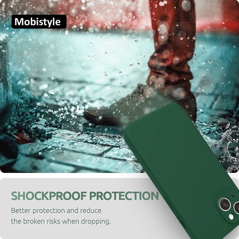 Mobistyle Designed for iPhone 14 Cover Soft Liquid Silicone Slim Protective Shockproof with Anti-Scratch Microfiber Lining Phone Back Cover Case (Dark Green) - Image 3