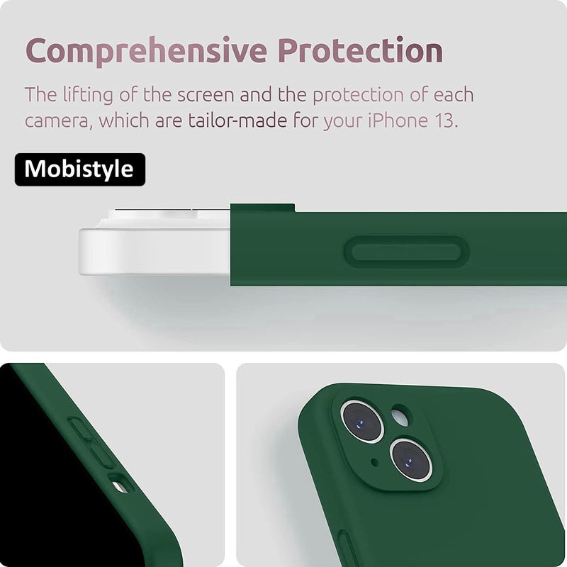 Mobistyle Designed for iPhone 14 Cover Soft Liquid Silicone Slim Protective Shockproof with Anti-Scratch Microfiber Lining Phone Back Cover Case (Dark Green) - Image 5